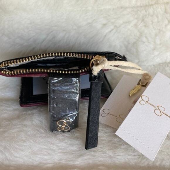 Brand New Jessica Simpson Card Holder Port Python - Black - Gold Accents - Picture 6 of 8